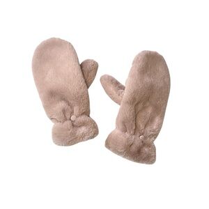 Faux Fur Convertible Mittens Gloves Dusty Pink One Size